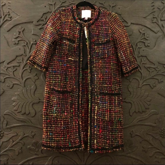 🆕NWT rare Handmade Rainbow Frayed Tweed Jacket - Picture 7 of 8